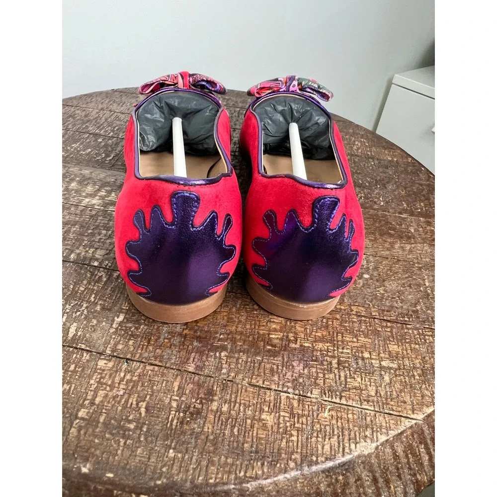Dream Walkers Women Pink Purple Metallic Bow‎ Pointed Toe Flats Size 38